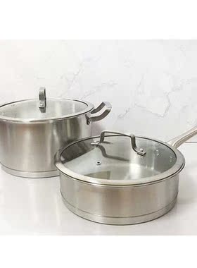 现代北欧不锈钢汤奶锅样板房间装饰品厨房摆件橱柜锅具展厅饰品组