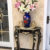 精选玄关桌子靠墙黑檀色欧式 客厅装 饰端景柜简欧半圆台走廊过道置