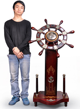 开业礼品领航舵盘摆件乔迁礼品办公桌装饰摆设手船舵工艺品航海舵
