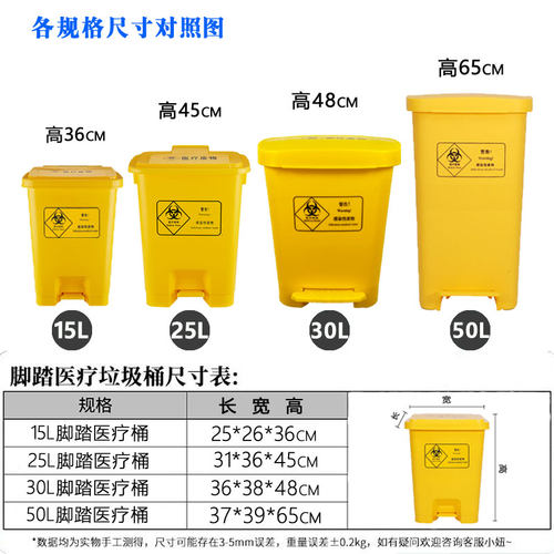660L黄色医疗大垃圾桶医院诊所手推转运车医用废物四轮户外收纳桶