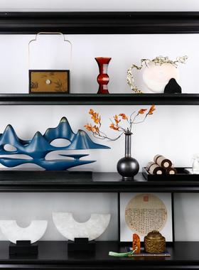 新中式假山摆件书房茶室高级感宋代美学花瓶客厅酒柜博古架装饰品