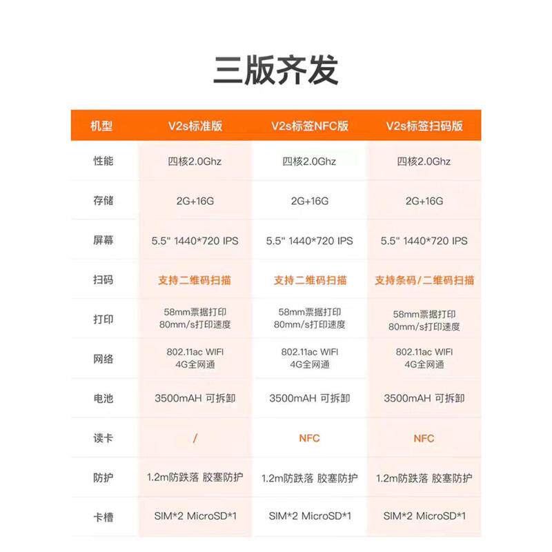 商米V2s移动点餐收银机零售便利店餐饮店扫码收款排队叫号NFC刷卡