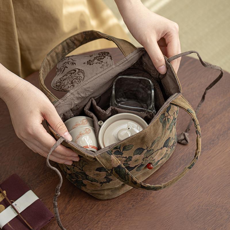 茶人包旅行便携茶具收纳包布袋大号加厚手提户外茶壶中式茶道配件