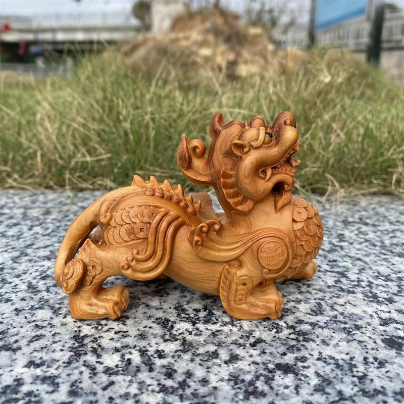 崖柏木雕大号貔貅一对摆件天禄貔犰麒麟家居客厅装饰店铺开业礼品