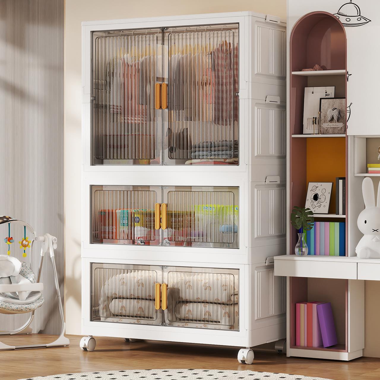 折叠儿童衣柜免安装宝宝衣物收纳柜储物柜子家用卧室婴儿小衣橱柜