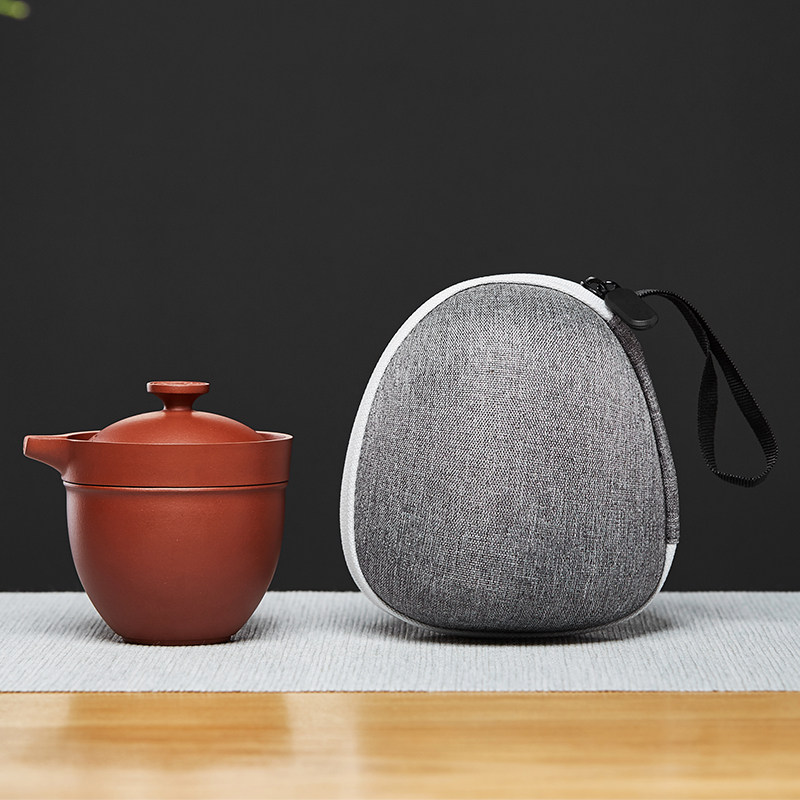 精选紫砂盖碗茶杯手抓壶三才碗带嘴一壶一杯旅行泡茶壶功夫茶具快