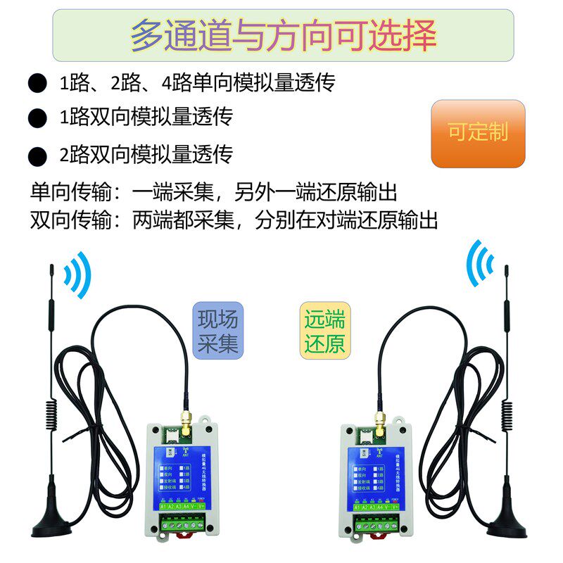 0-20mA/0-10V模拟量LORA无线传输模块 模拟量4G无线传输模块