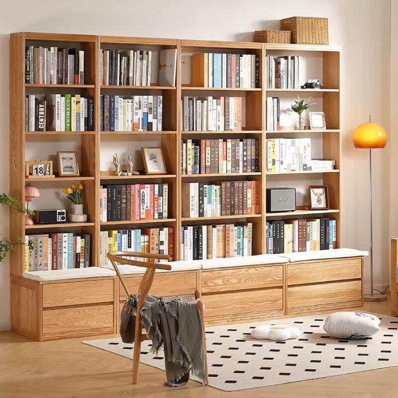 全实木满墙书柜一体定制展示柜储物柜卡座落地组合书柜书橱柜书架