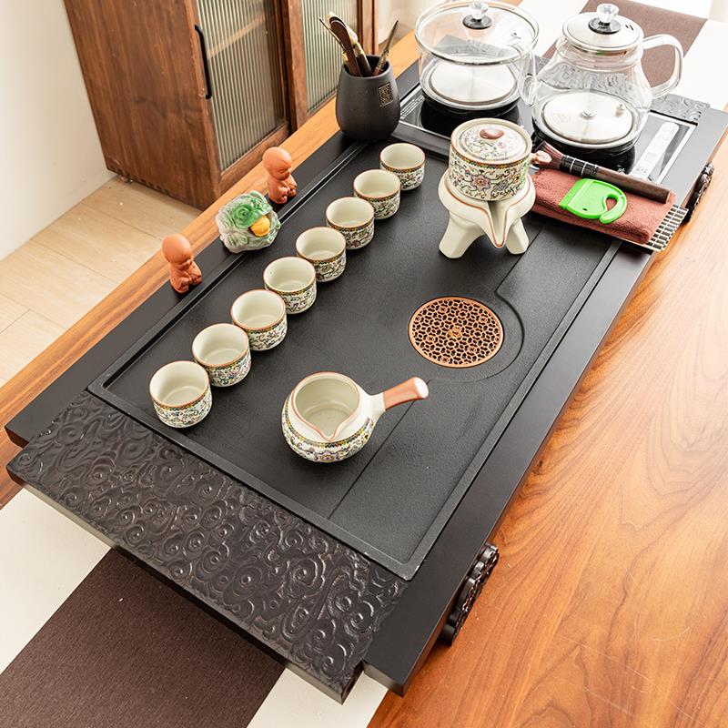 汝窑功夫茶具套装家用烧水壶全自动上水一体泡茶台茶盘整套泡茶喝