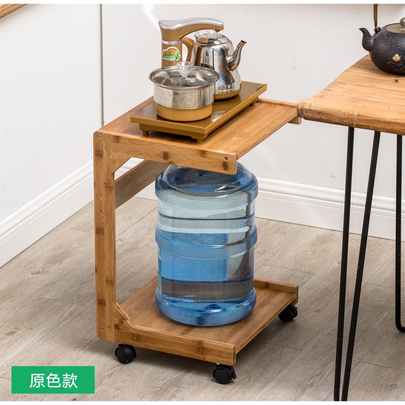 楠竹茶水台边柜茶几饮水机水桶架子功夫茶桌实木移动茶车茶叶置物