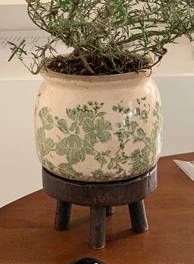 精选绿植盆栽增高架迷你小板凳高脚小托盘实木置物花盆架复古拍照
