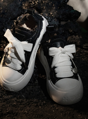 【丁程鑫同款】SOAP OPERA泡泡鞋黑色厚底内增高帆布鞋女夏季板鞋