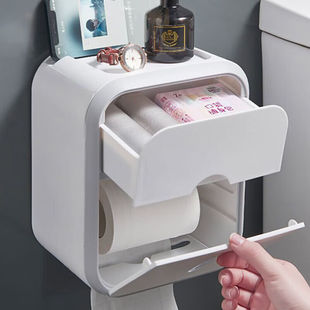 皓梵洁卫生间纸巾盒免打孔厕所纸巾架厕纸盒洗脸巾置物架壁挂卷纸