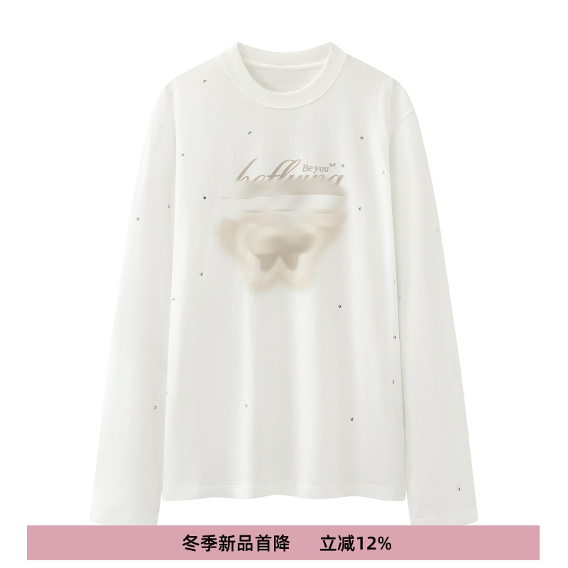 冬季新款休闲烫水钻设计宽松上衣