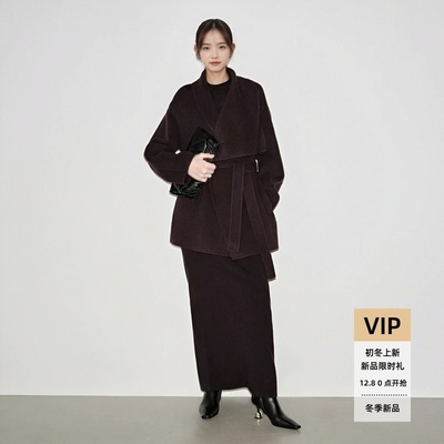 新款设计感双面毛呢外套大衣女