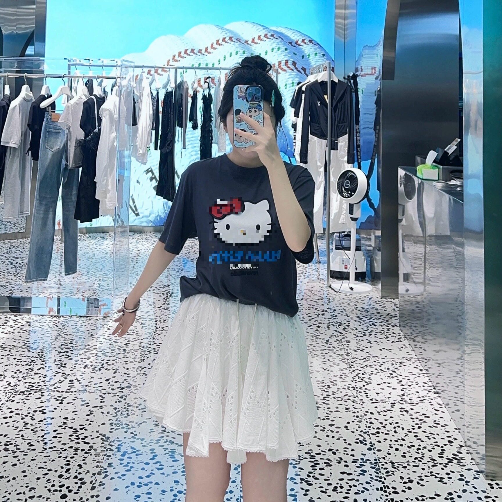 RREVANM芮范曼曼欧阳娜娜同款2025秋新HelloKitty T恤RL71001008