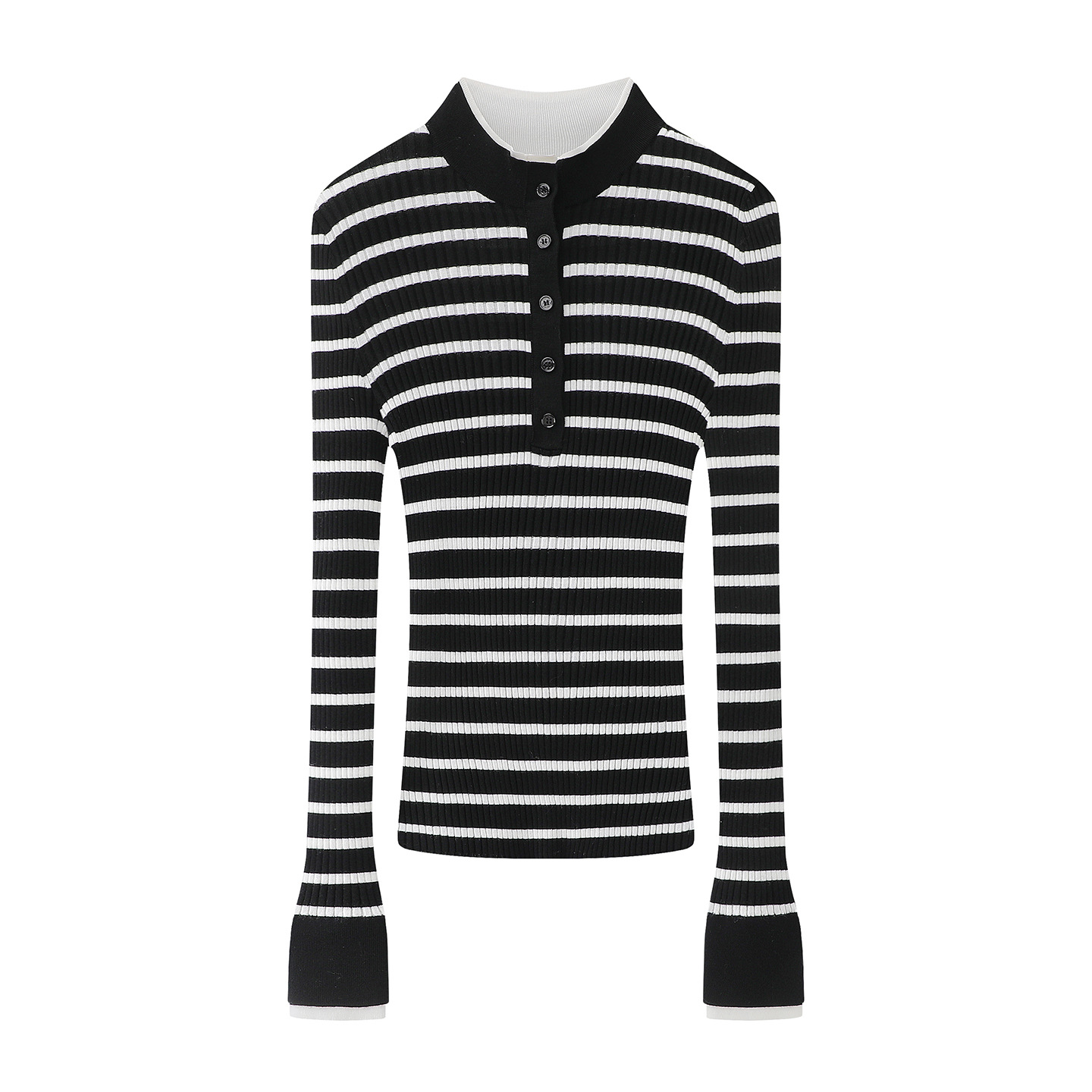 休闲修身假两件亨利领针织衫