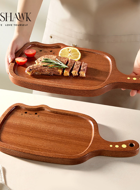 GOSHAWK乌檀木牛排板辅食砧板切水果小菜板实木托盘西餐专用餐盘