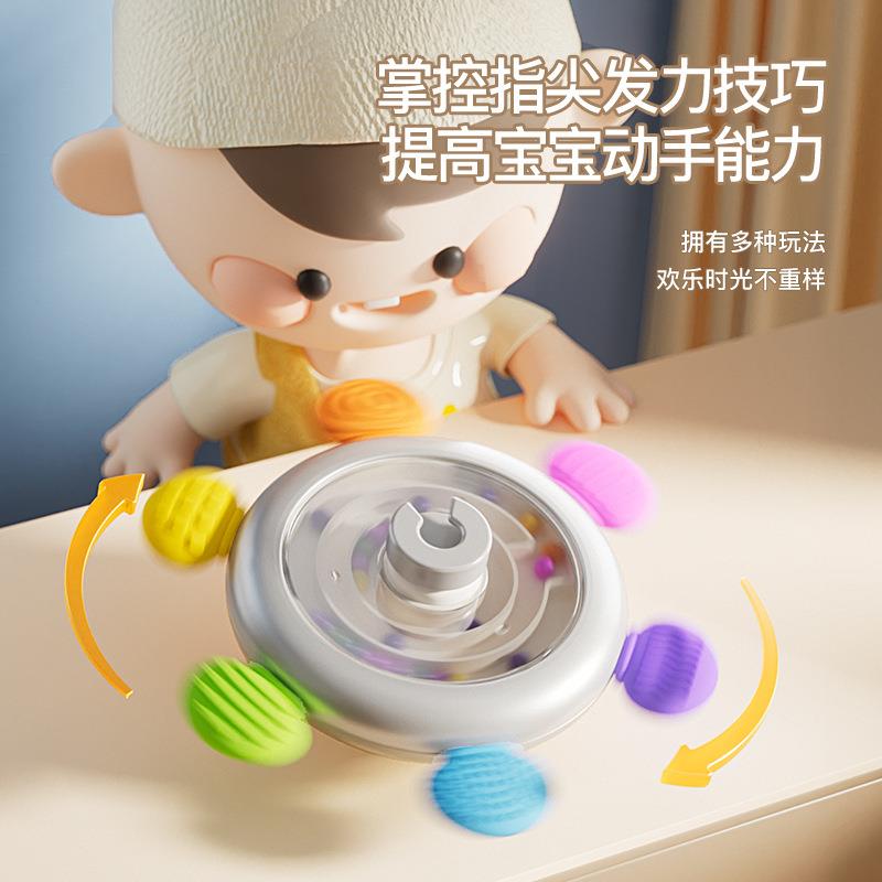 新款旋转识别卡宝宝牙胶餐桌安抚摇铃吸盘转转乐儿童指尖陀螺
