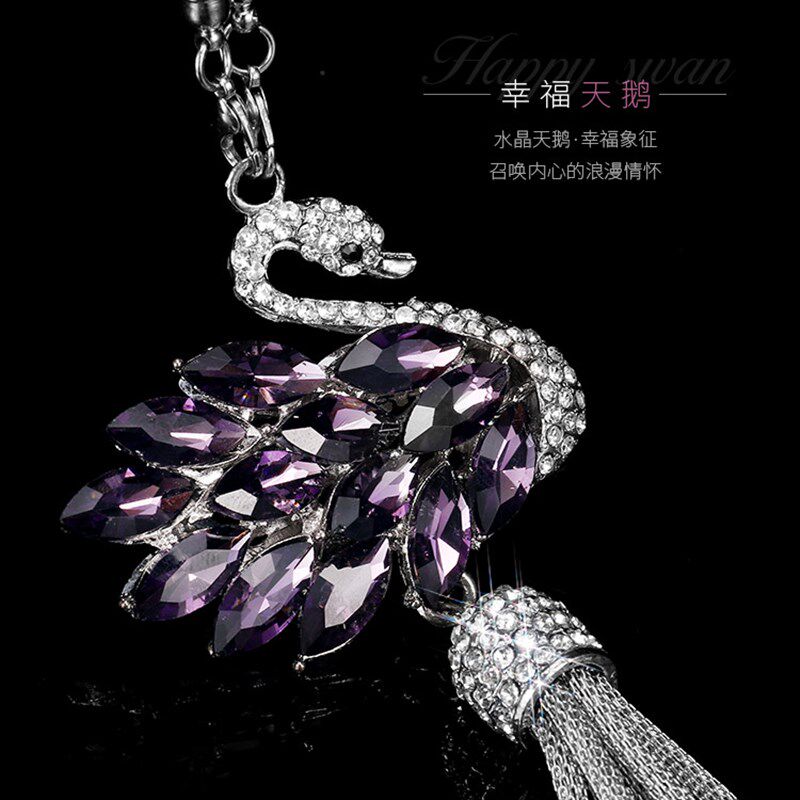 汽车挂件水晶天鹅创意韩版可爱女车内装饰吊饰车载后视镜车上挂饰