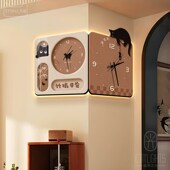 精选中古风转角挂钟客厅万年历数显电子钟表家用挂墙高级拐角双面