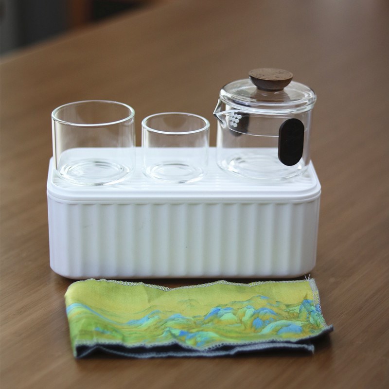 小号120ml手抓壶 一壶两杯便携旅行茶具耐热玻璃快客杯防烫泡茶碗