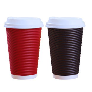 精选加厚咖啡纸杯270/400/500ml一次性奶茶纸杯防烫瓦楞纸杯500只