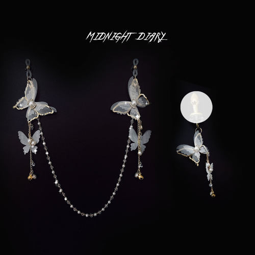 Midnight Diary 白月光 蝴蝶轻奢草莓夹珍珠身体链女挂件情侣礼物