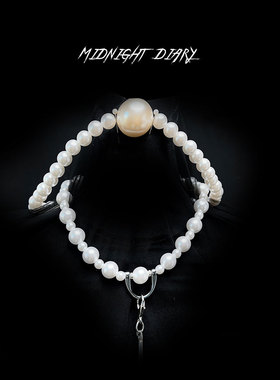 Midnight Diary珍珠项圈choker牵引堵嘴口水球两用女M外出cos道具