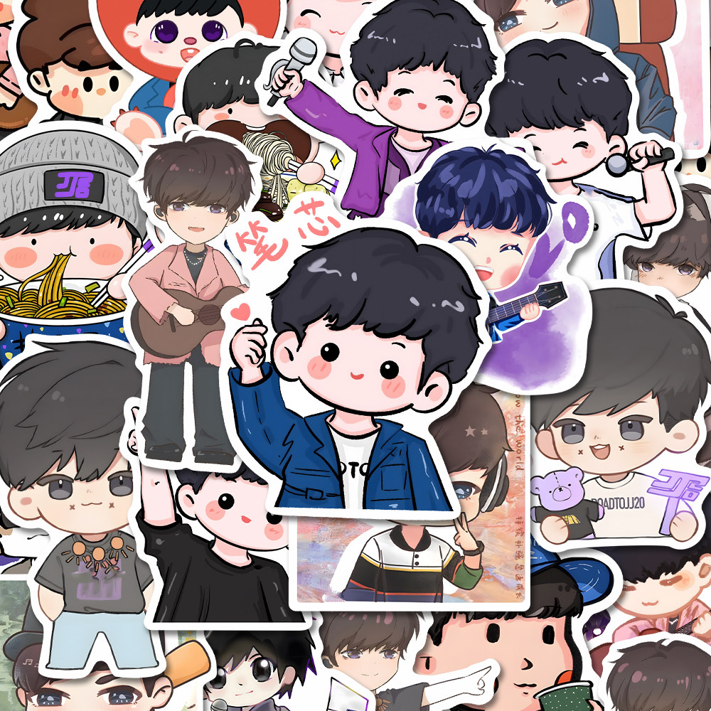 106张q版林俊杰贴纸可爱卡通周边同人贴画装饰diy手账笔记本防水