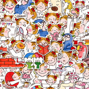 96张日本coco酱女孩贴纸可爱卡通DIY手账贴画笔记本手机装饰防水