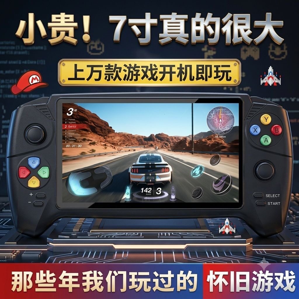 掌上游戏机7寸大屏高清多功能街机送礼物儿童双人对战怀旧游戏机