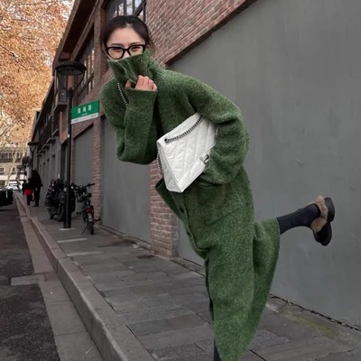 冬季新款百搭针织开衫毛衣裙