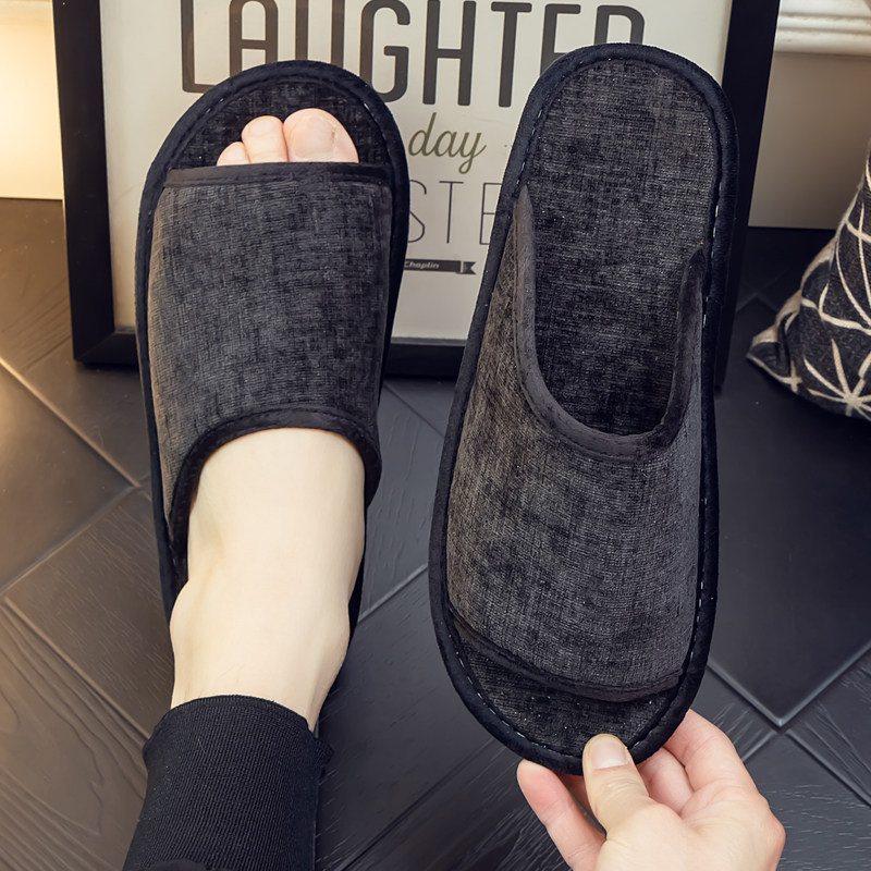 春秋夏四季家居室内棉布拖鞋男女防滑防臭牛筋软底老人居家用凉拖