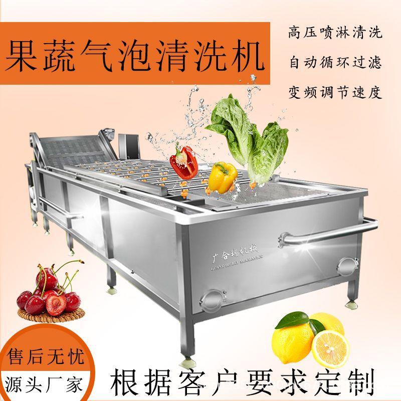 多功能果蔬气泡清洗机 全自动连续式洗菜机 包装袋清洗风干流水线