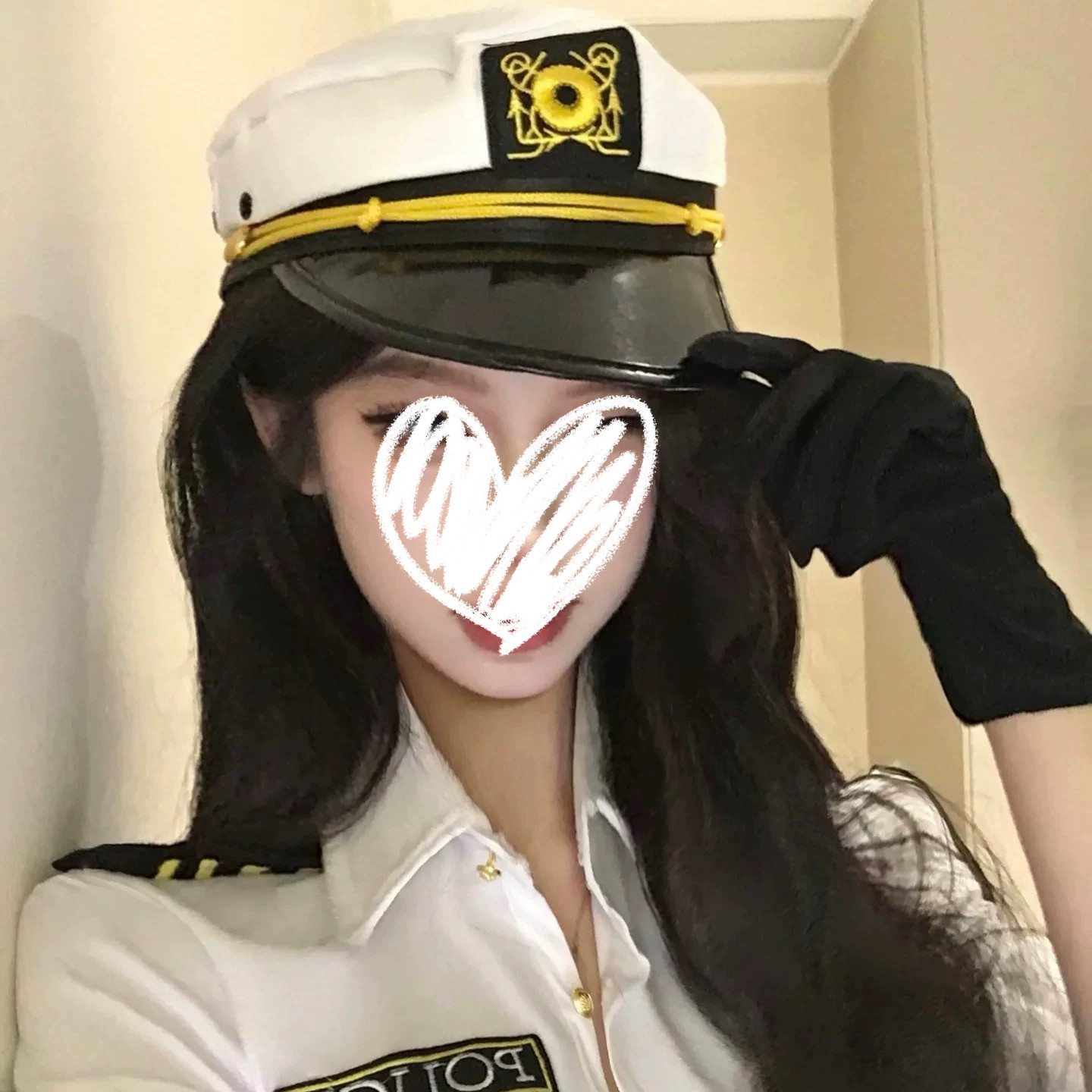 复古英伦风白色刺绣少女水手帽舞台表演道具装饰平顶帽船长海军帽