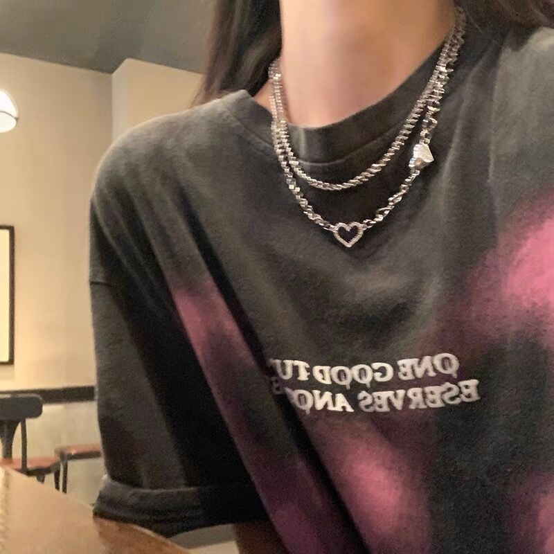 夏季爱心项链女高级设计感小众双