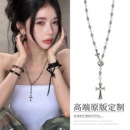 流苏吊坠爆款 街头潮流长款 锁骨链choker 时尚 冷淡风十字架项链个性