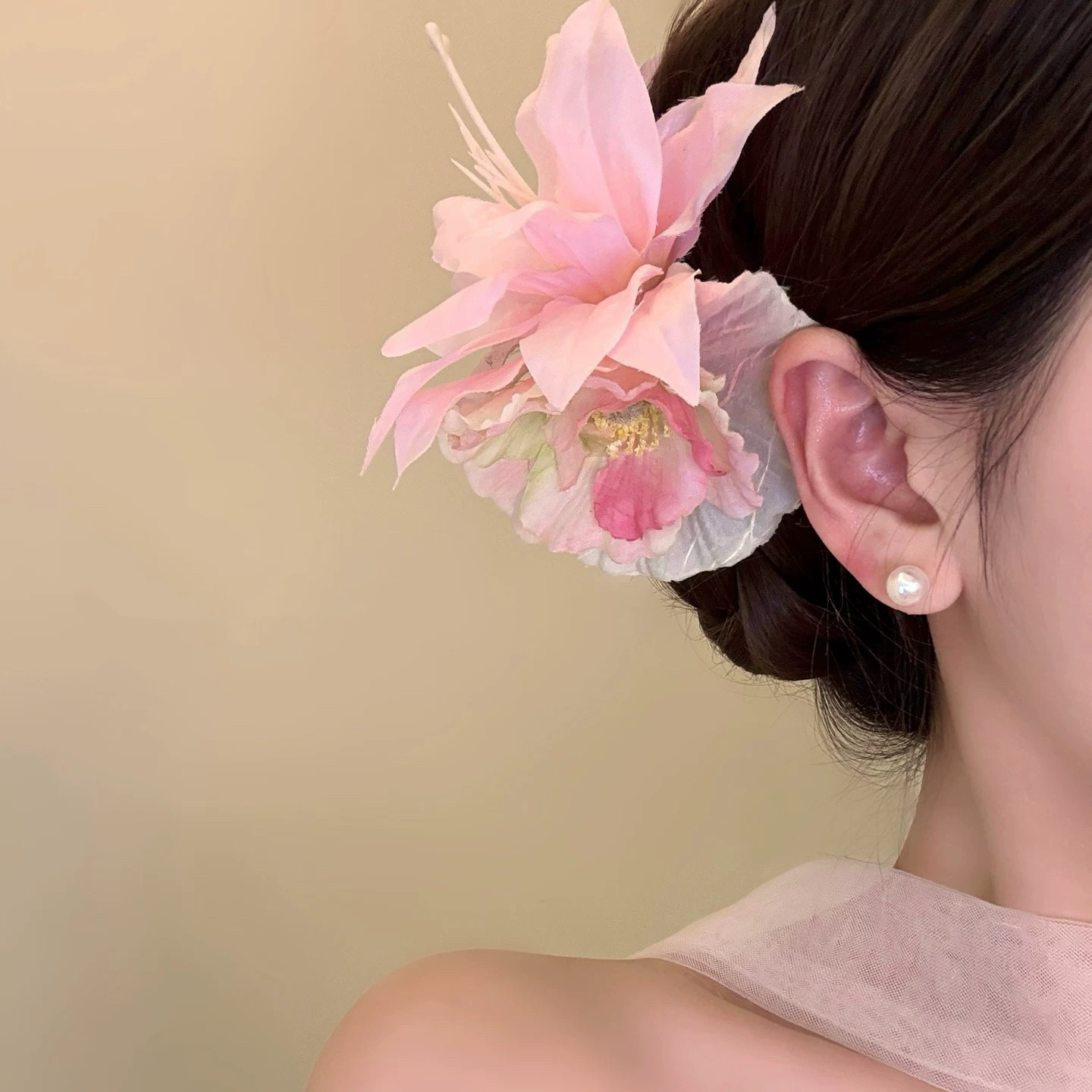 桃丝花园~春夏新款氛围感出片花朵发夹女海边度假侧边夹发卡头花