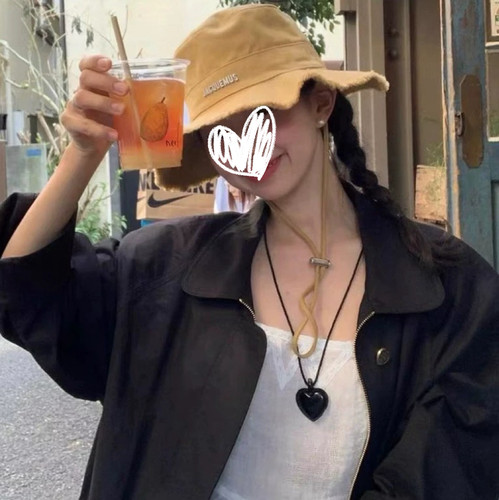 韩国fever同款黑色爱心项链女小众气质时尚颈链简约百搭高级配饰