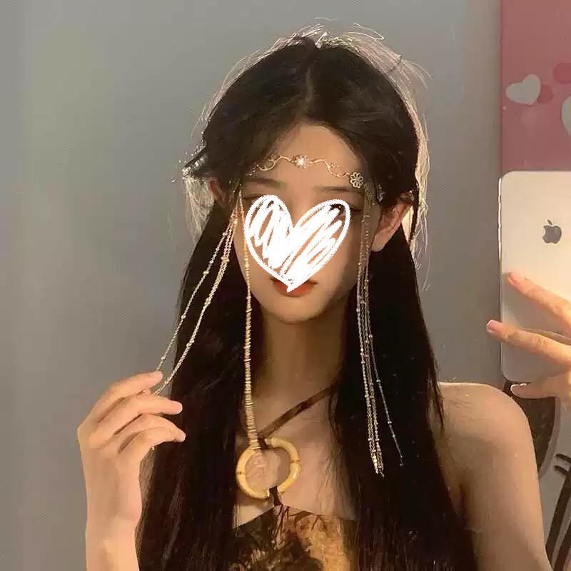 苗疆异域头饰网红同款复古水滴流苏面帘额饰眉心坠汉服古风发饰