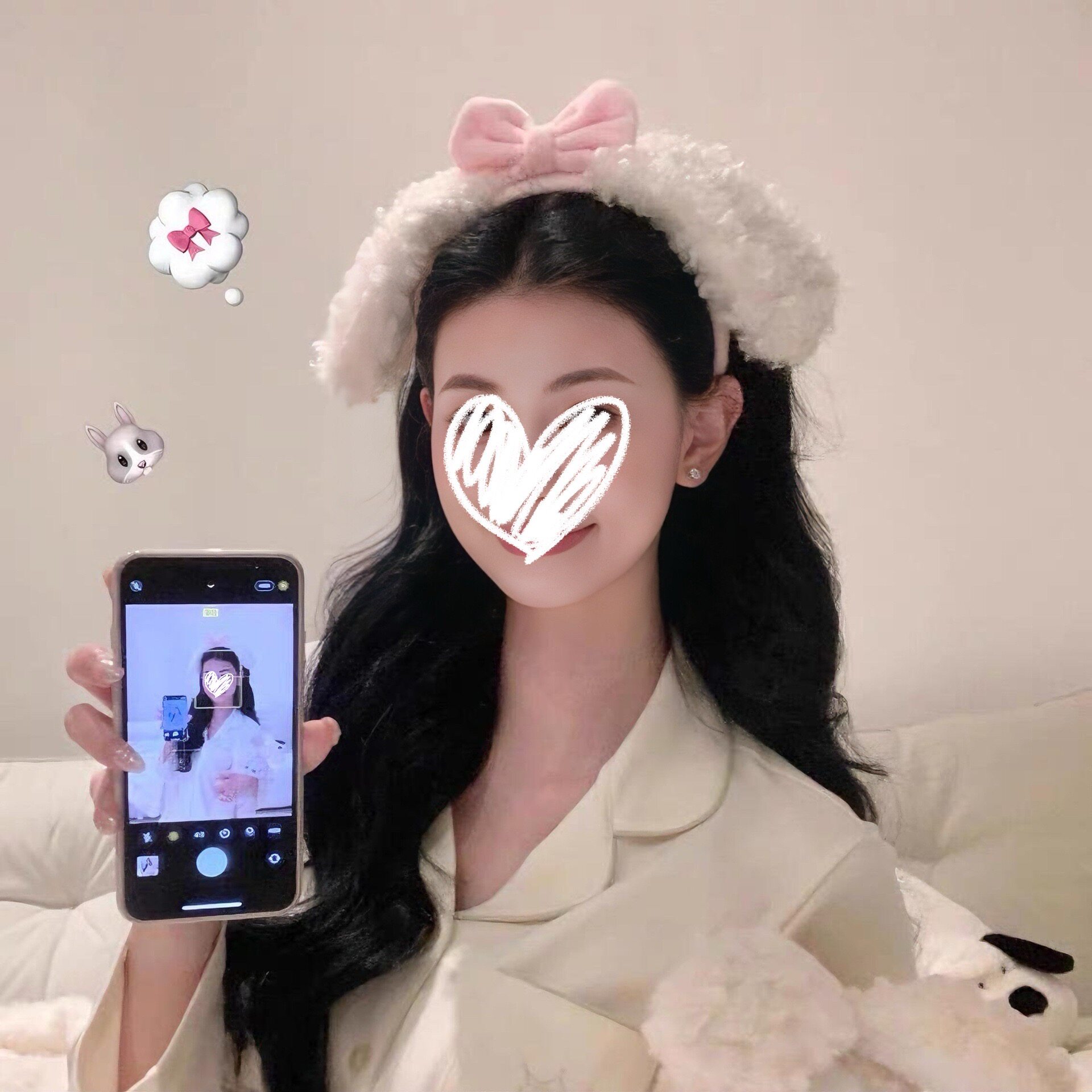 可爱粉色羊羔毛蝴蝶结美乐蒂发箍毛绒耳朵少女心头箍压发发卡饰