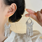 新中式 复古苗银流苏耳环女异域民族风耳饰轻奢高级感古风耳钩耳坠