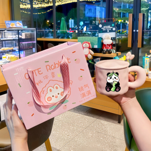 【熊猫甄选】可爱卡通马克杯高颜值杯陶瓷情侣水杯送女生礼物ZQF