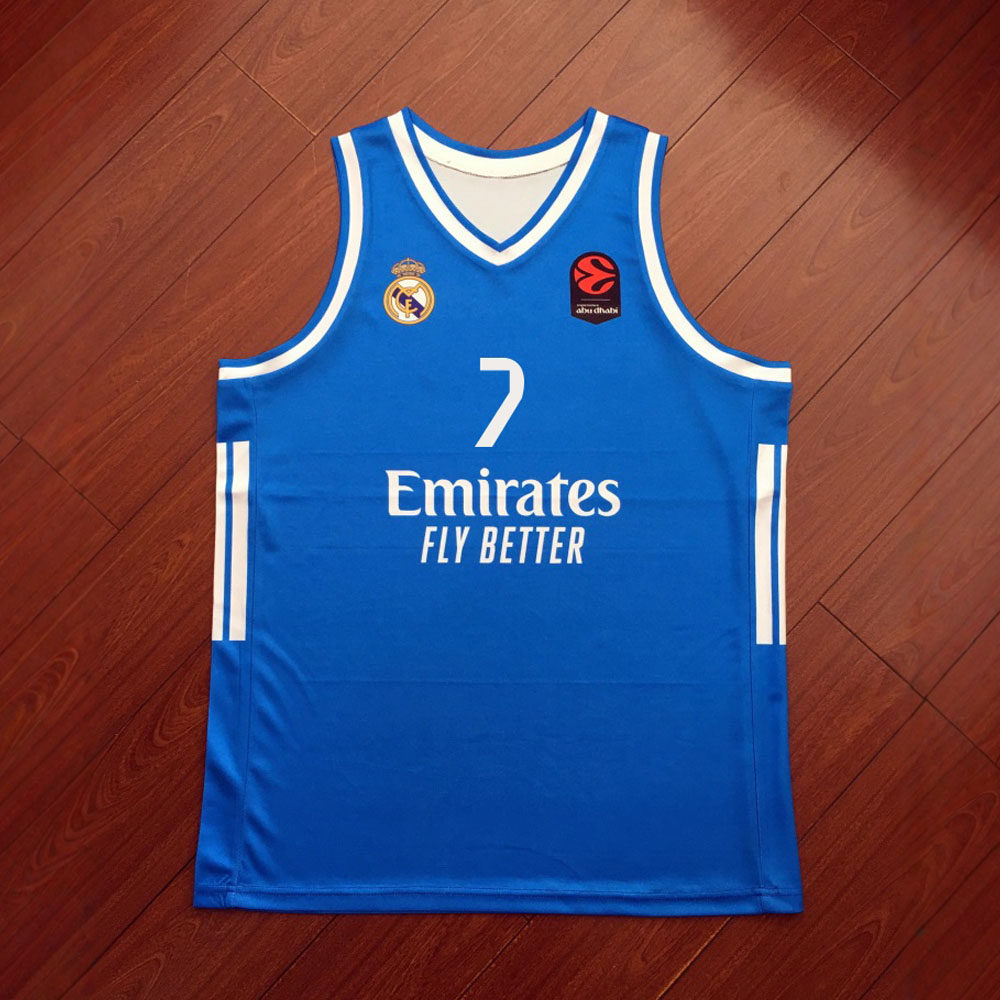 定制25-26欧洲篮球联赛马勒登坎帕佐7号蓝色球衣比赛速干美式背心
