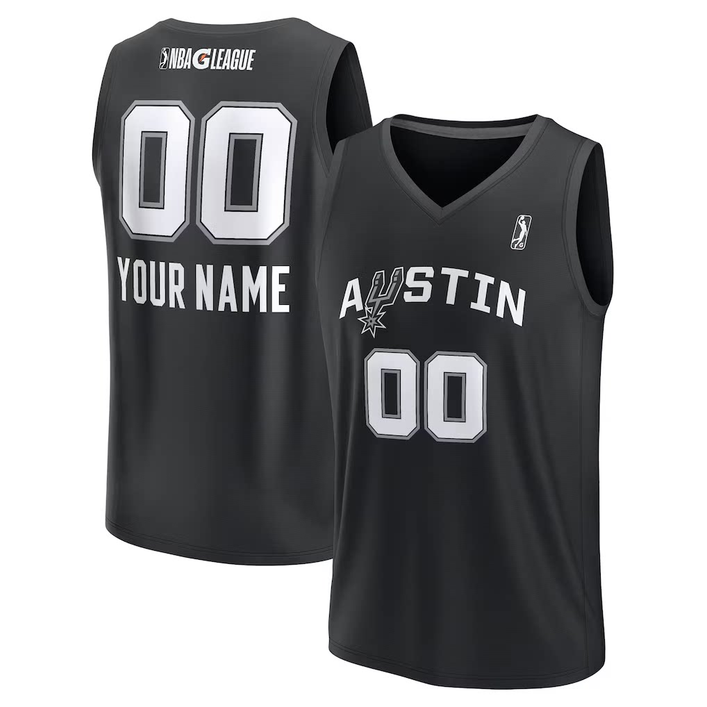 定制G联赛奥斯汀|马刺队青少年黑色比赛速干球衣男女训练投篮背心