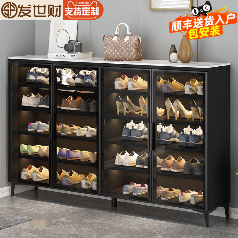 岩板玻璃门鞋柜大容量图片