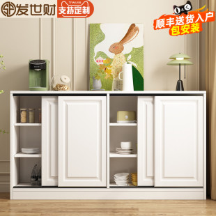 实木客厅推拉门欧式餐边柜家用移门橱柜现代简约餐厅储物柜可定制