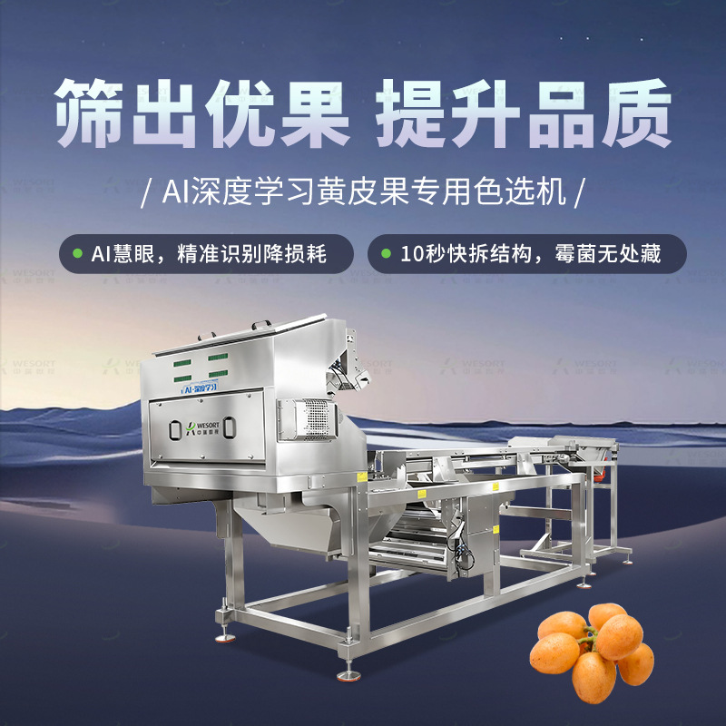 AI深度学习黄皮果专用色选机全自动水果选果机智能果蔬分选设备