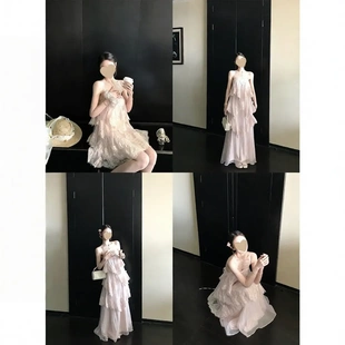 上新价 Skk原地封神Aj*高品肌理重工蕾丝吊带连衣裙长/短款春夏女